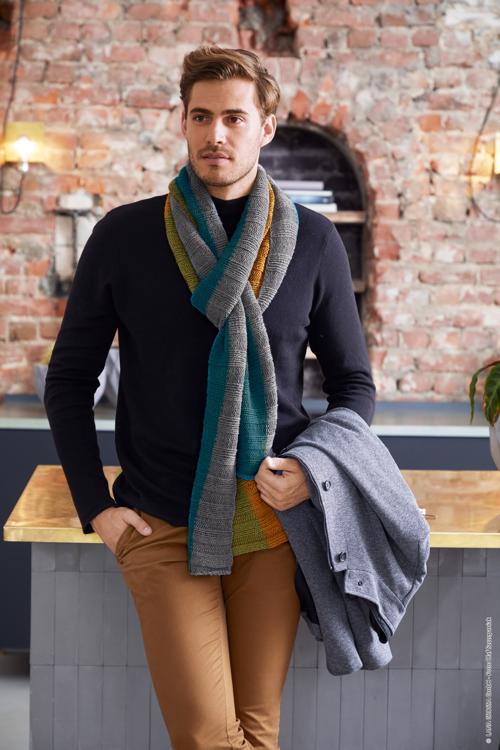 Streifenschal aus Cool Wool Melange & Cool Wool