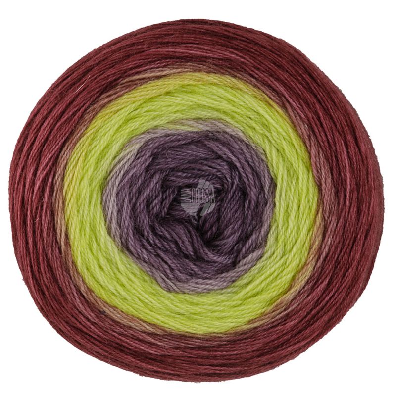 19 Bordeaux/Zitrusgelb/Dunkelgrauviolett (Merino Lace Aquarell)