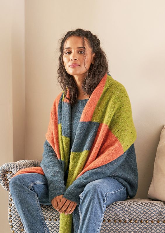 Anleitung Nr. 18749  Colour-Block-Schal "Bombazine" aus Fine Tweed Haze (Rowan)