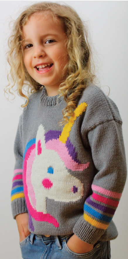 Anleitung Nr. 17044 Kinder-Strickpulli Unicorn aus Merino 120 (Elisa)